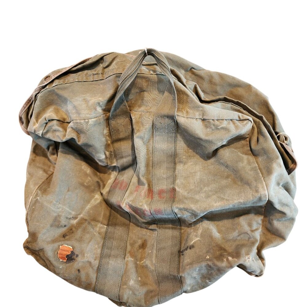 Vintage Military Flyers Kit Bag Olive Green Canvas Heavy Duty USA-Made Zipper Cl